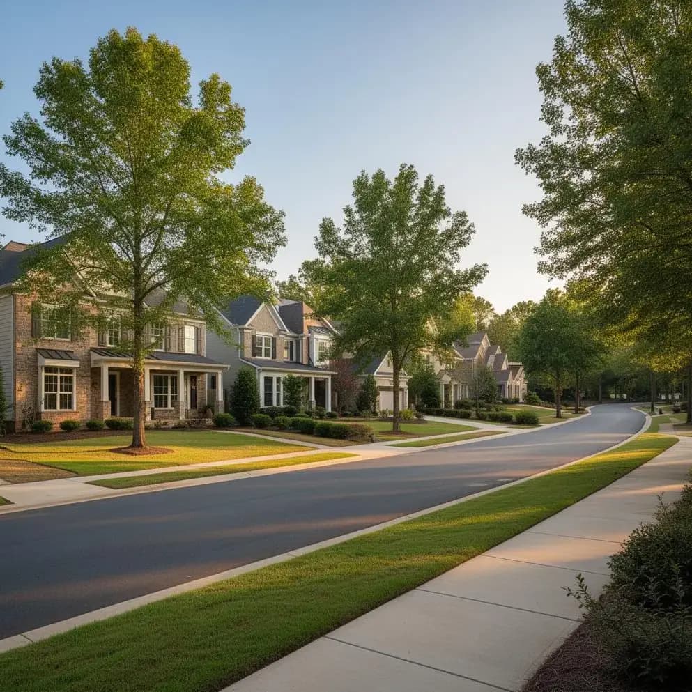 Alpharetta residential street with estate homes