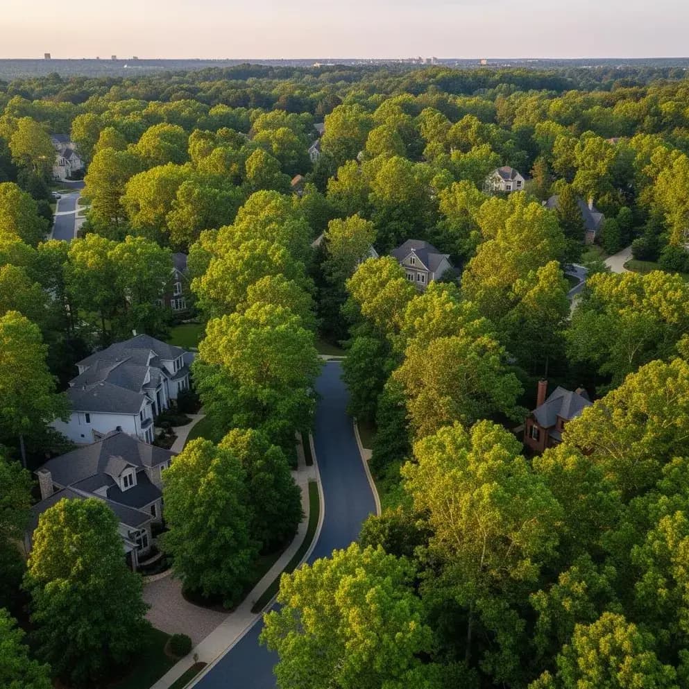 Tree-lined residential street in Buckhead, Atlanta