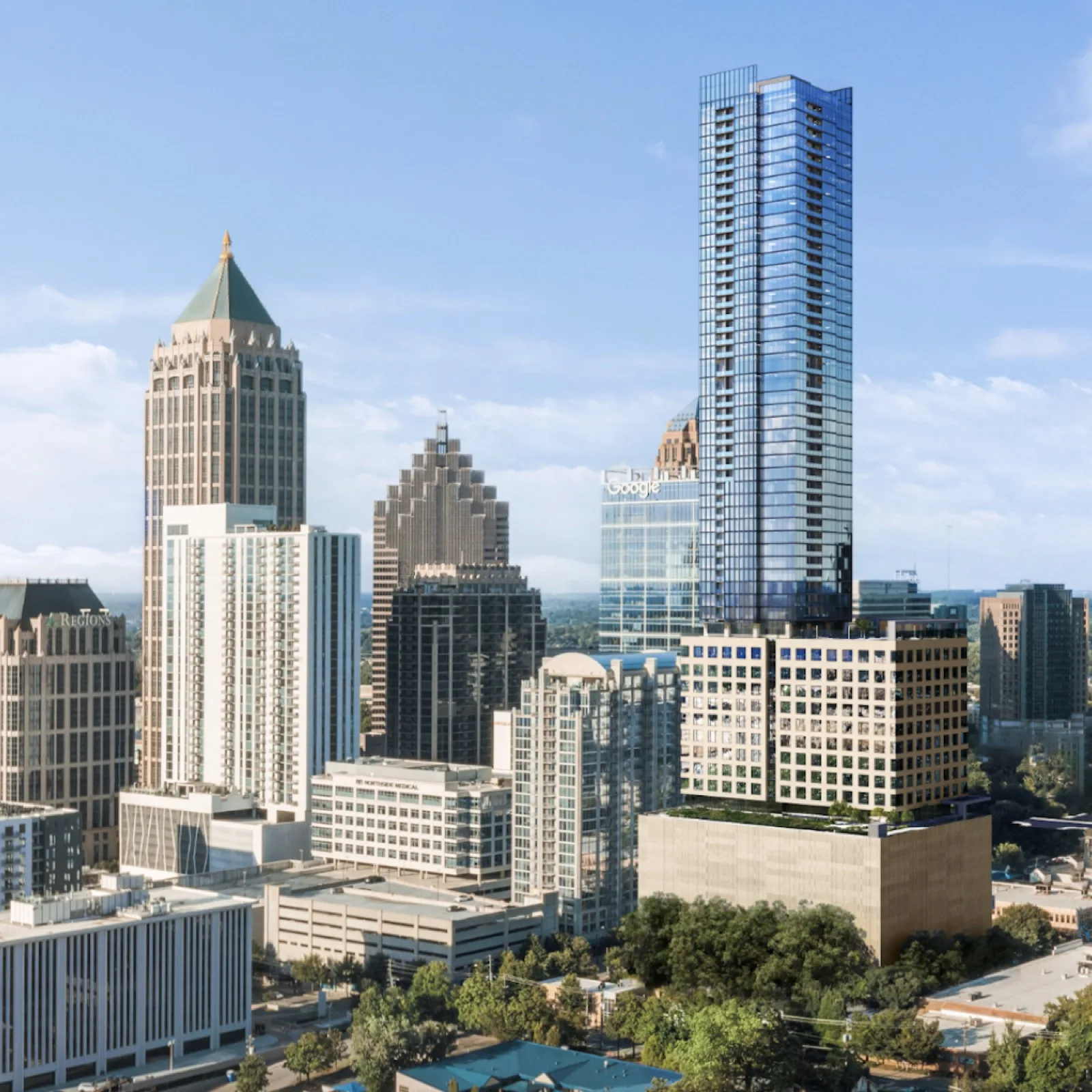 1072 West Peachtree Tower 60-story luxury residential skyscraper under construction in Midtown Atlanta by Rockefeller Group