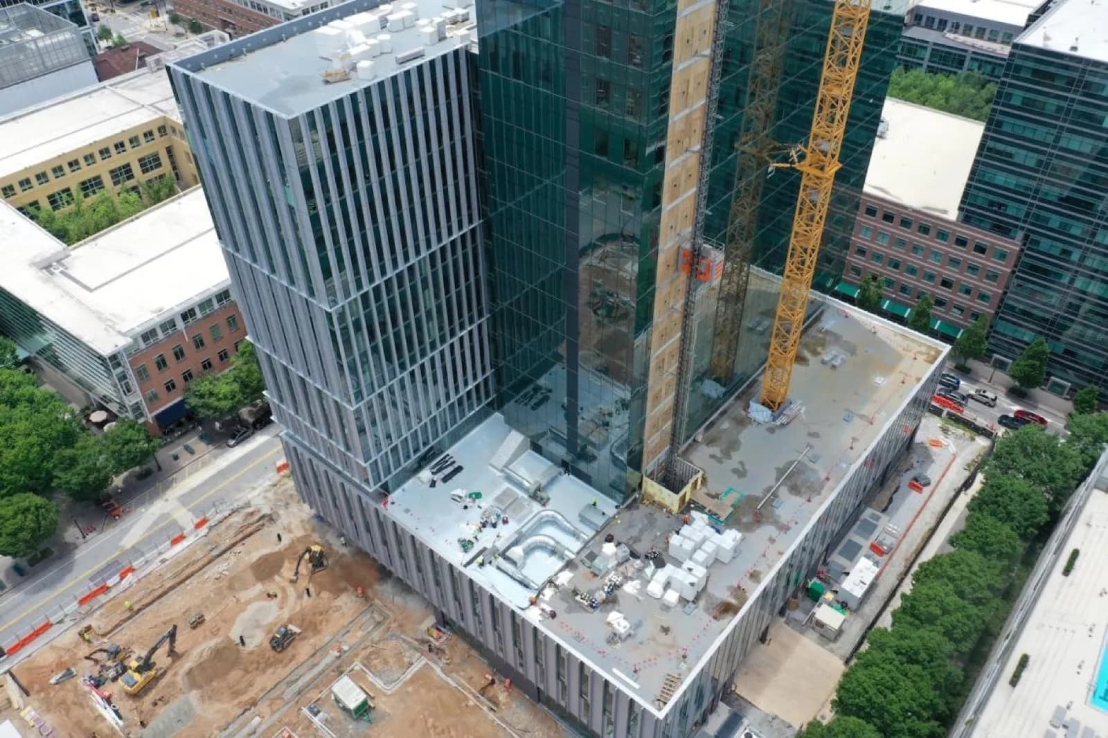 Tech Square Phase 3 Georgia Tech innovation district with George and Scheller Towers under construction in Midtown Atlanta