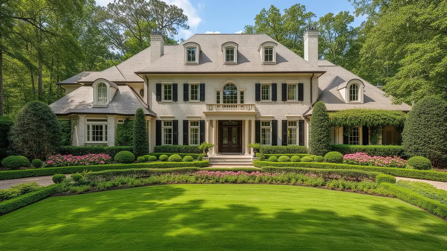 Buckhead estate home with manicured lawn