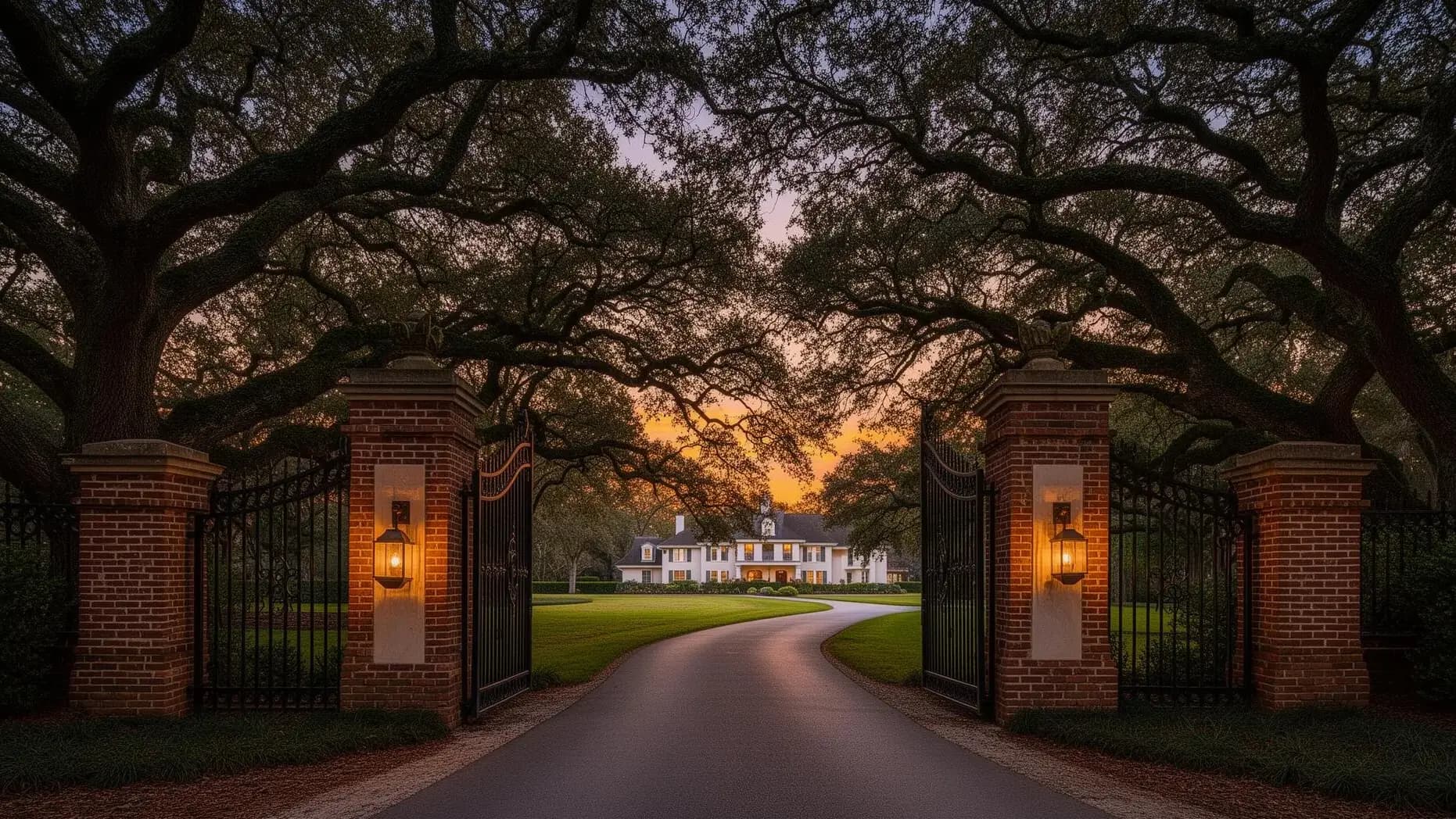 Estate gate and driveway