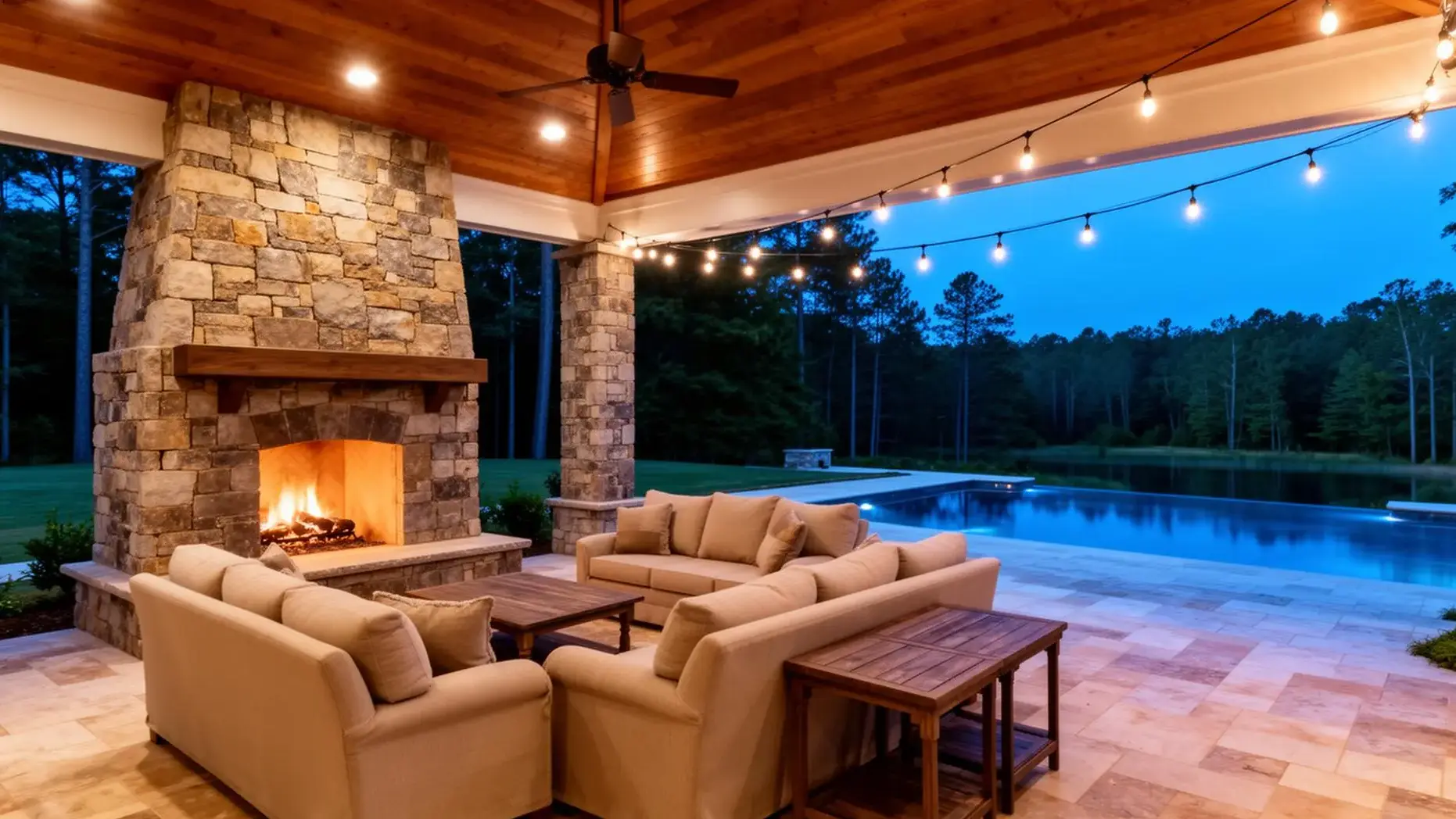 Detached guest house in an Atlanta backyard with mature landscaping