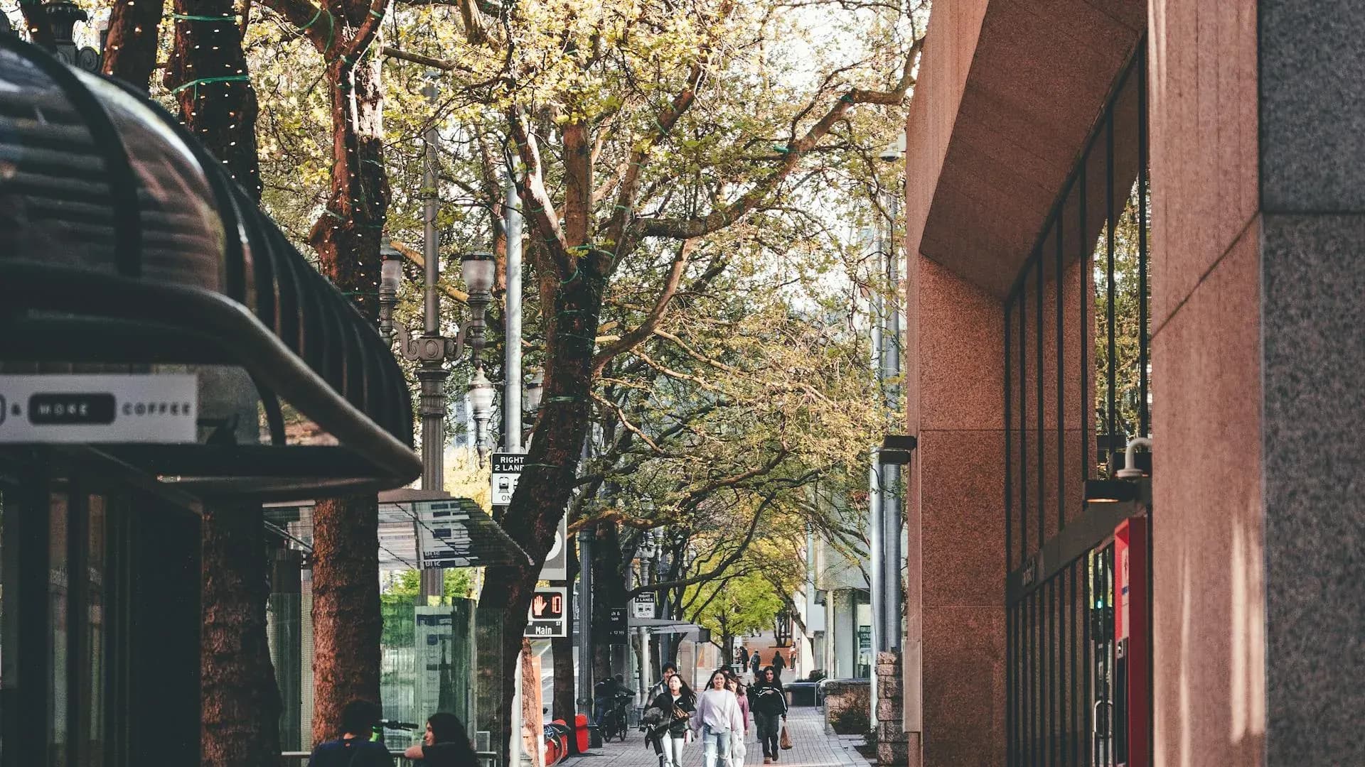 Atlanta neighborhood street with walkable shops and restaurants popular with young professionals