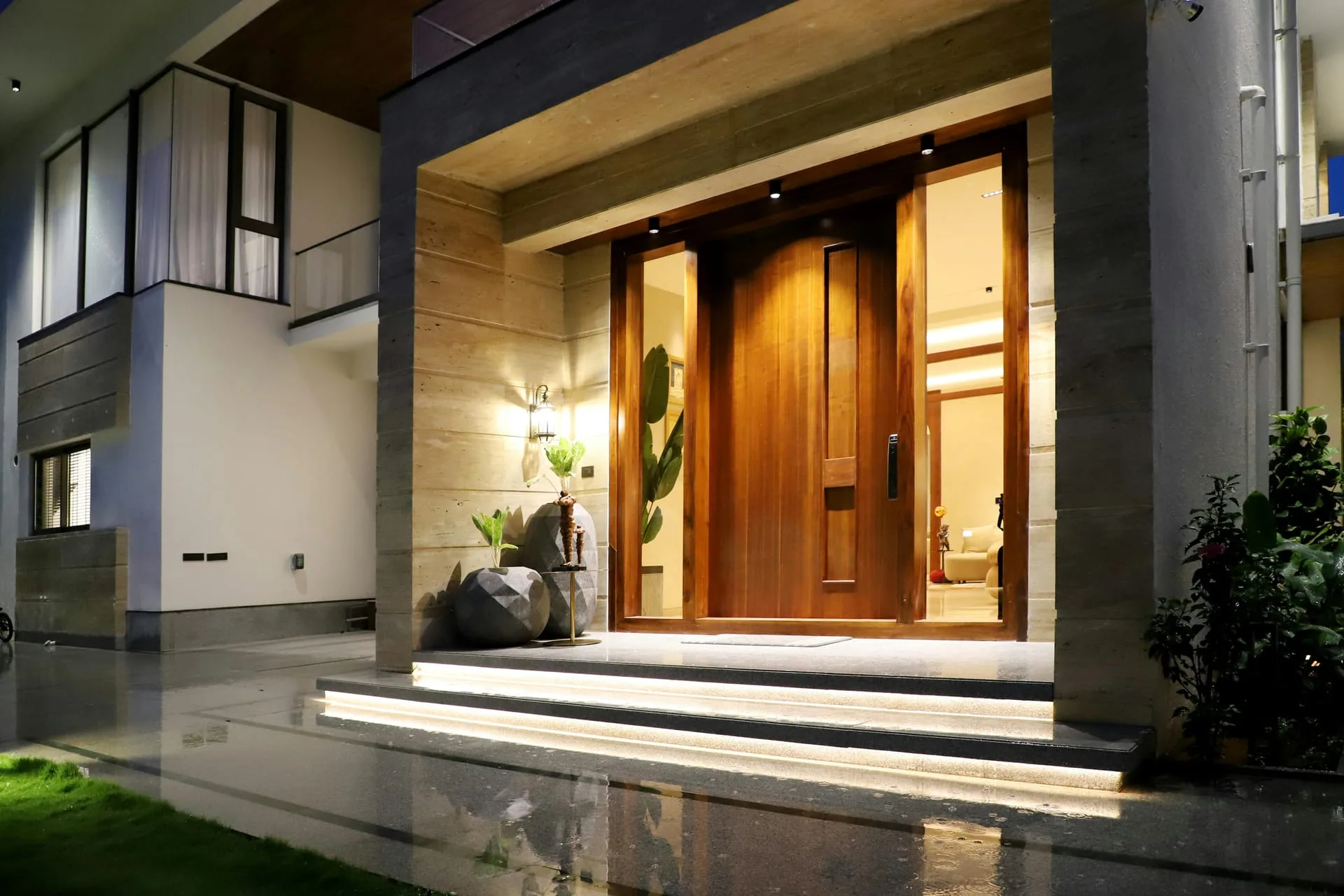 Luxury home entryway with custom built-in storage and refined design
