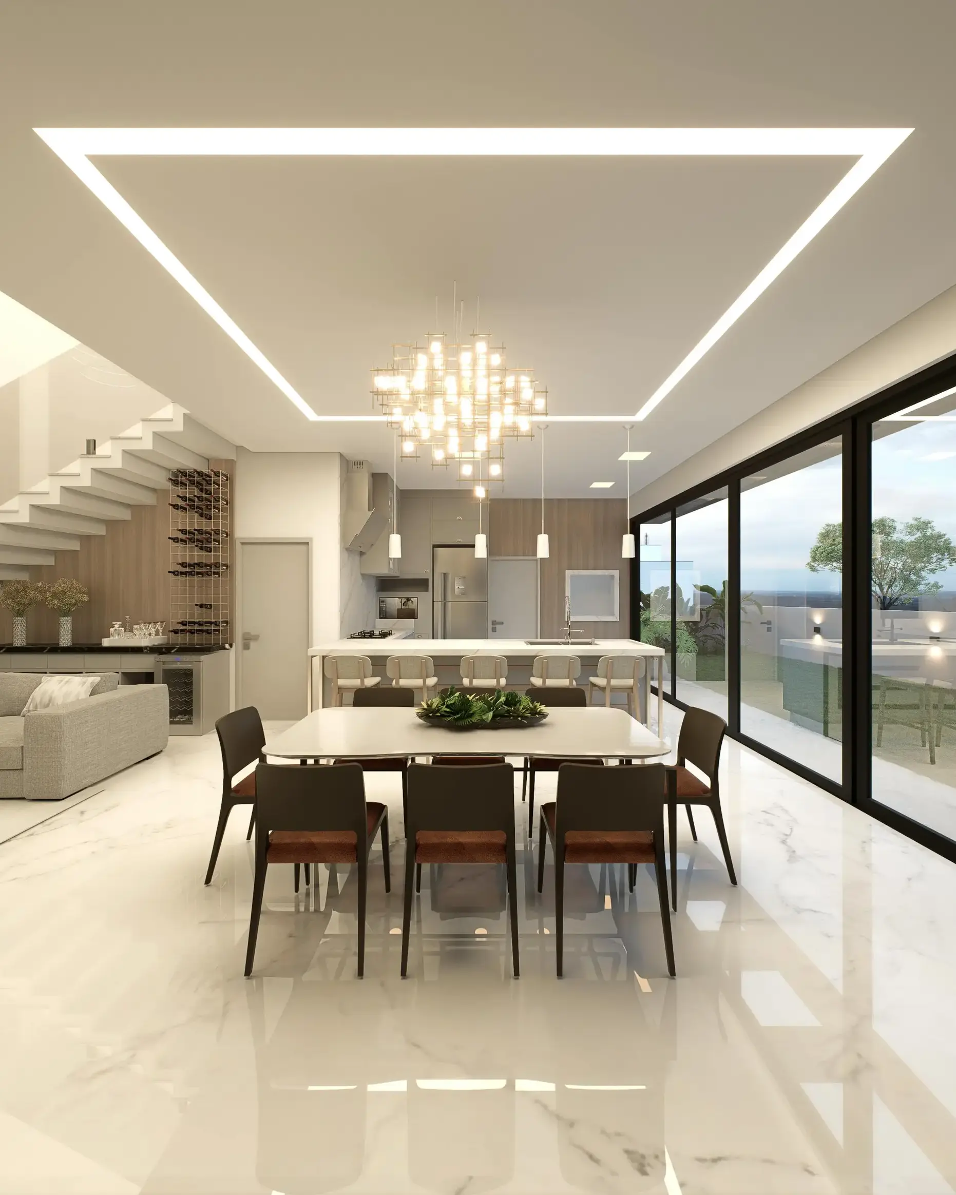 Double-height great room in a Morningside Border new construction home