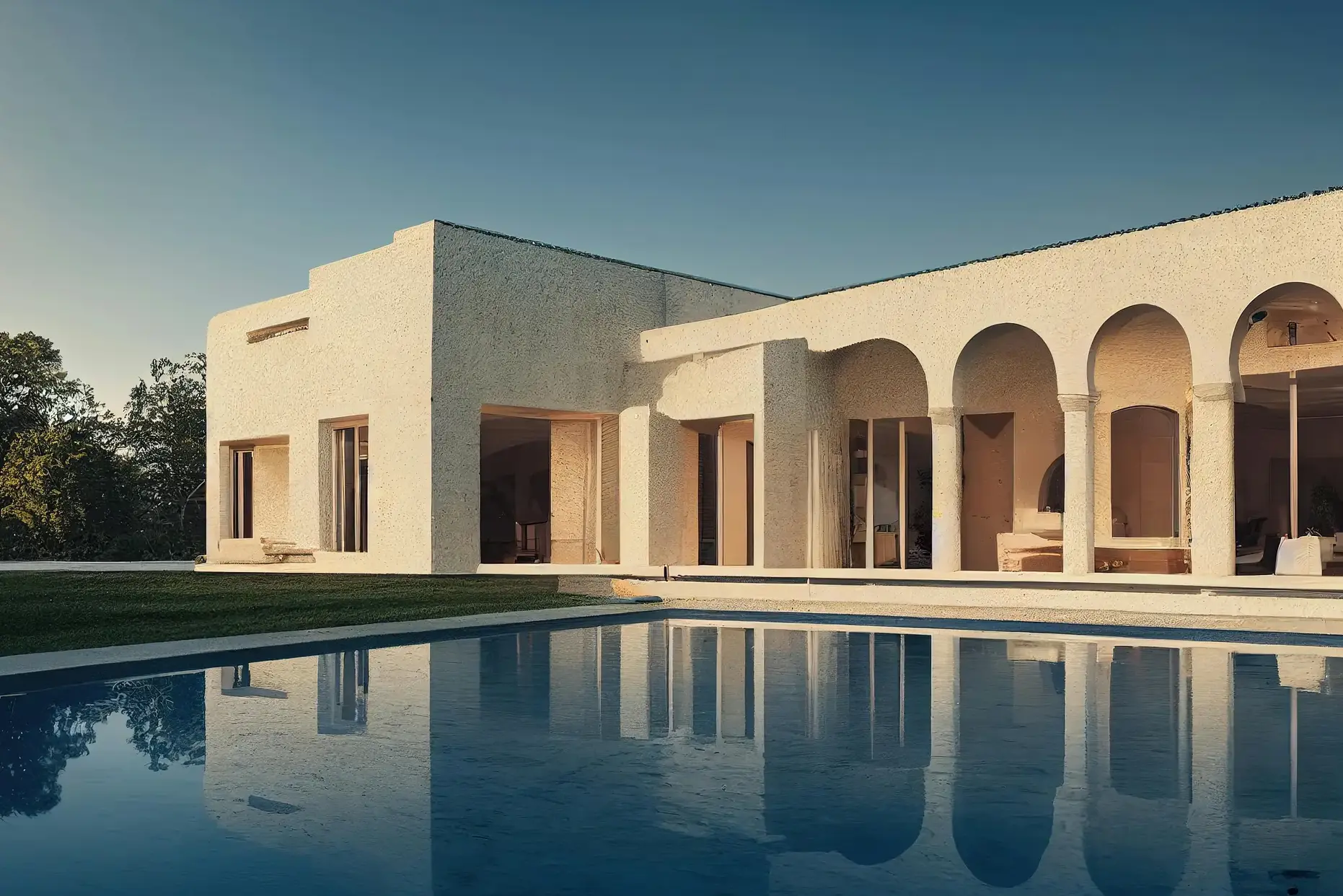 Luxury outdoor living at evening