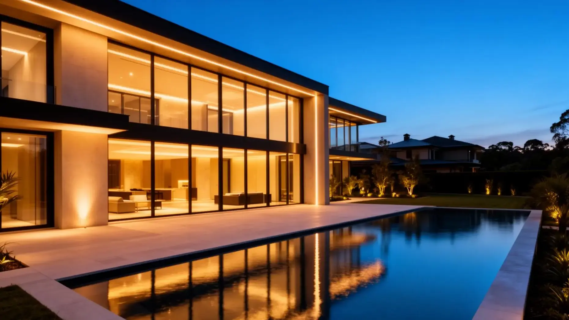 Luxury Atlanta home at twilight