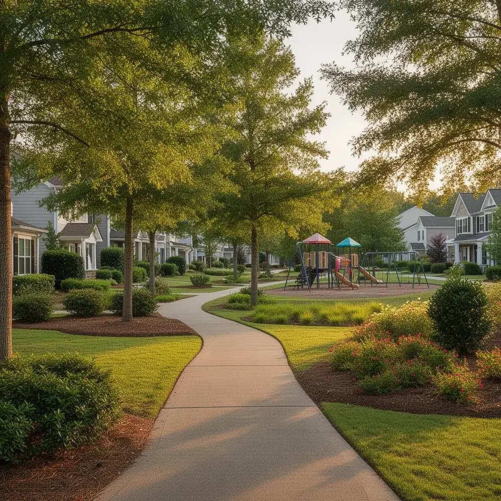 Johns Creek community park with manicured landscaping