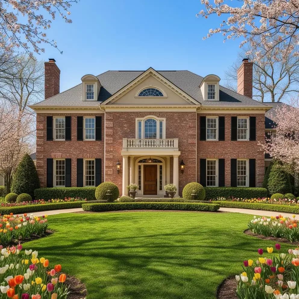 Luxury Atlanta home exterior staged and ready for sale