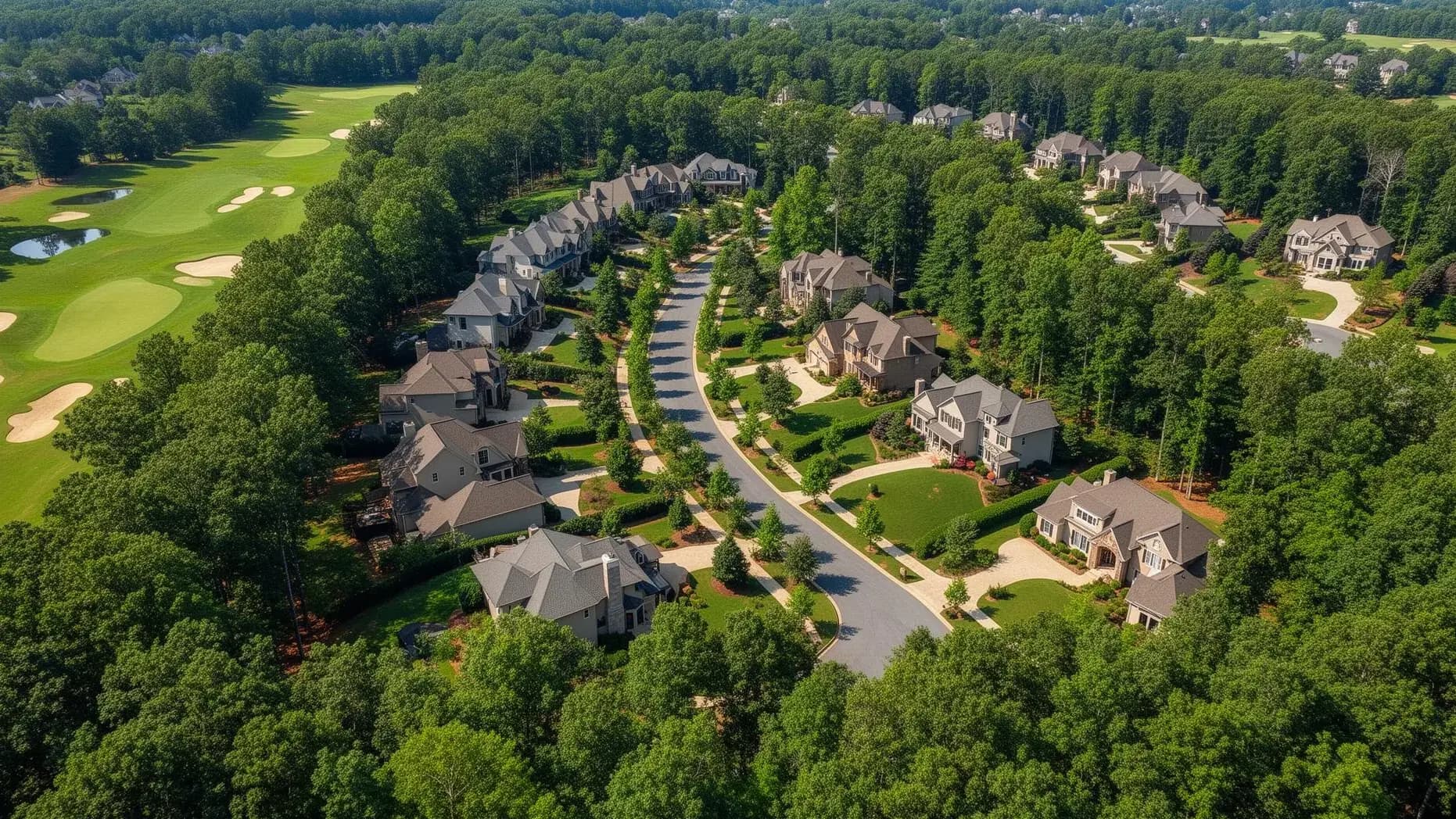 Aerial view of gated golf community