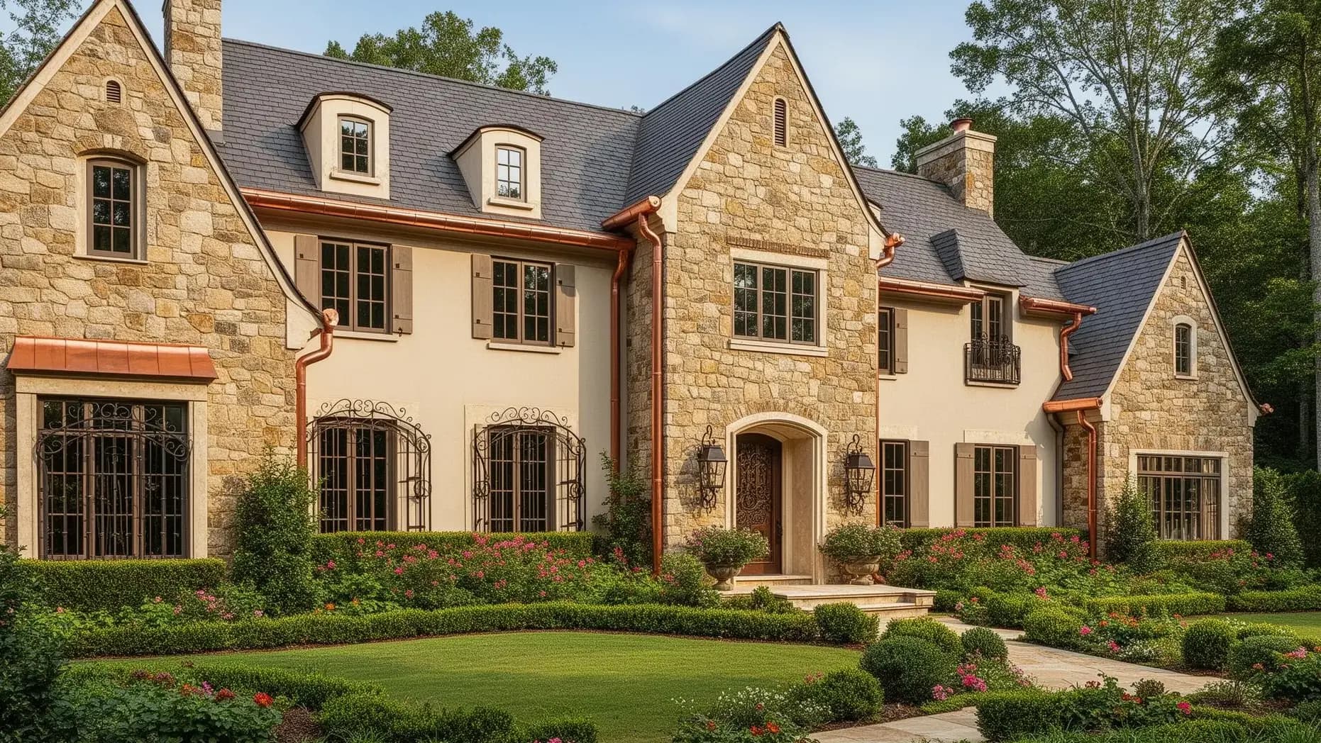French country luxury estate exterior