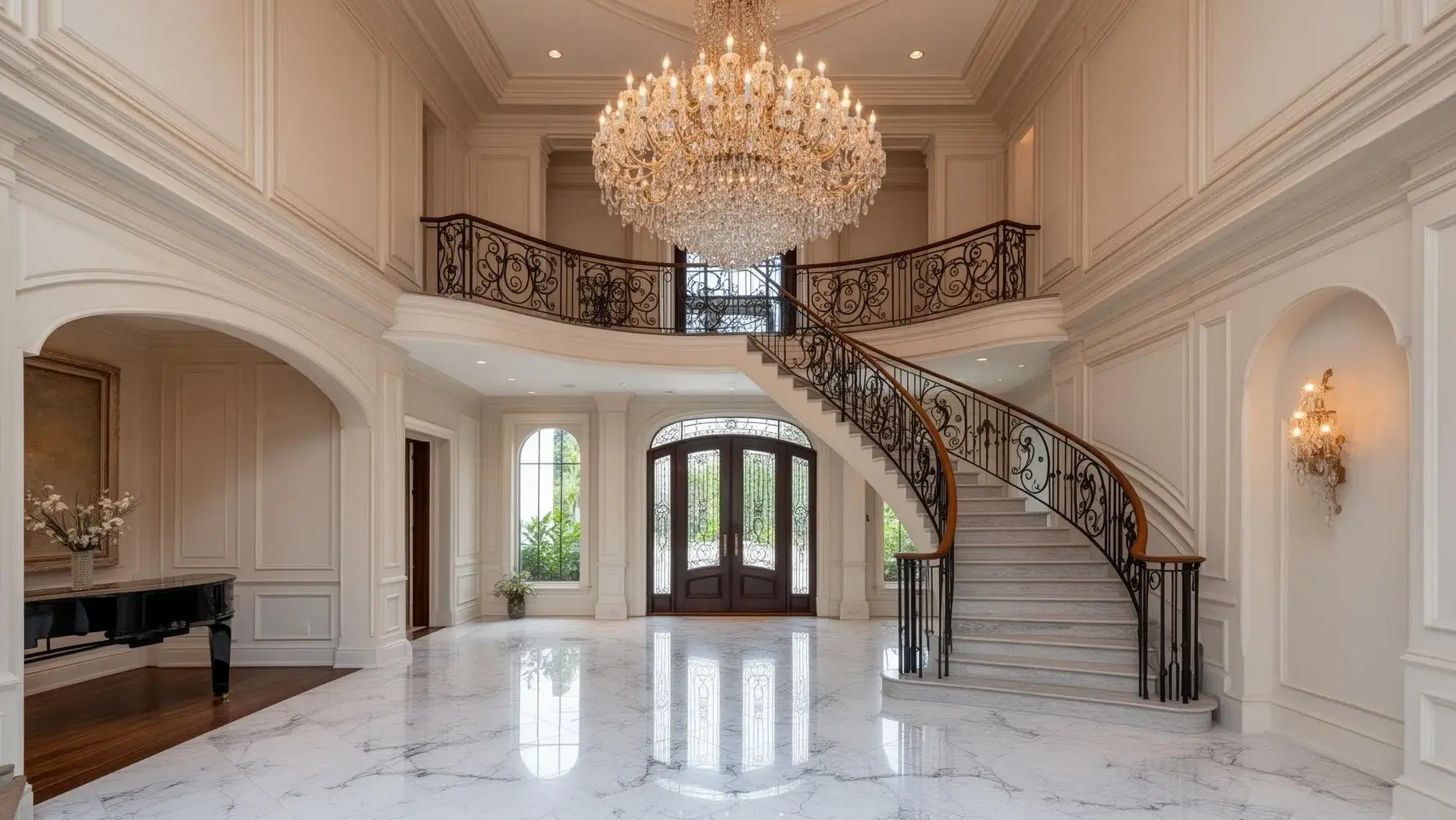 Grand foyer with sweeping staircase