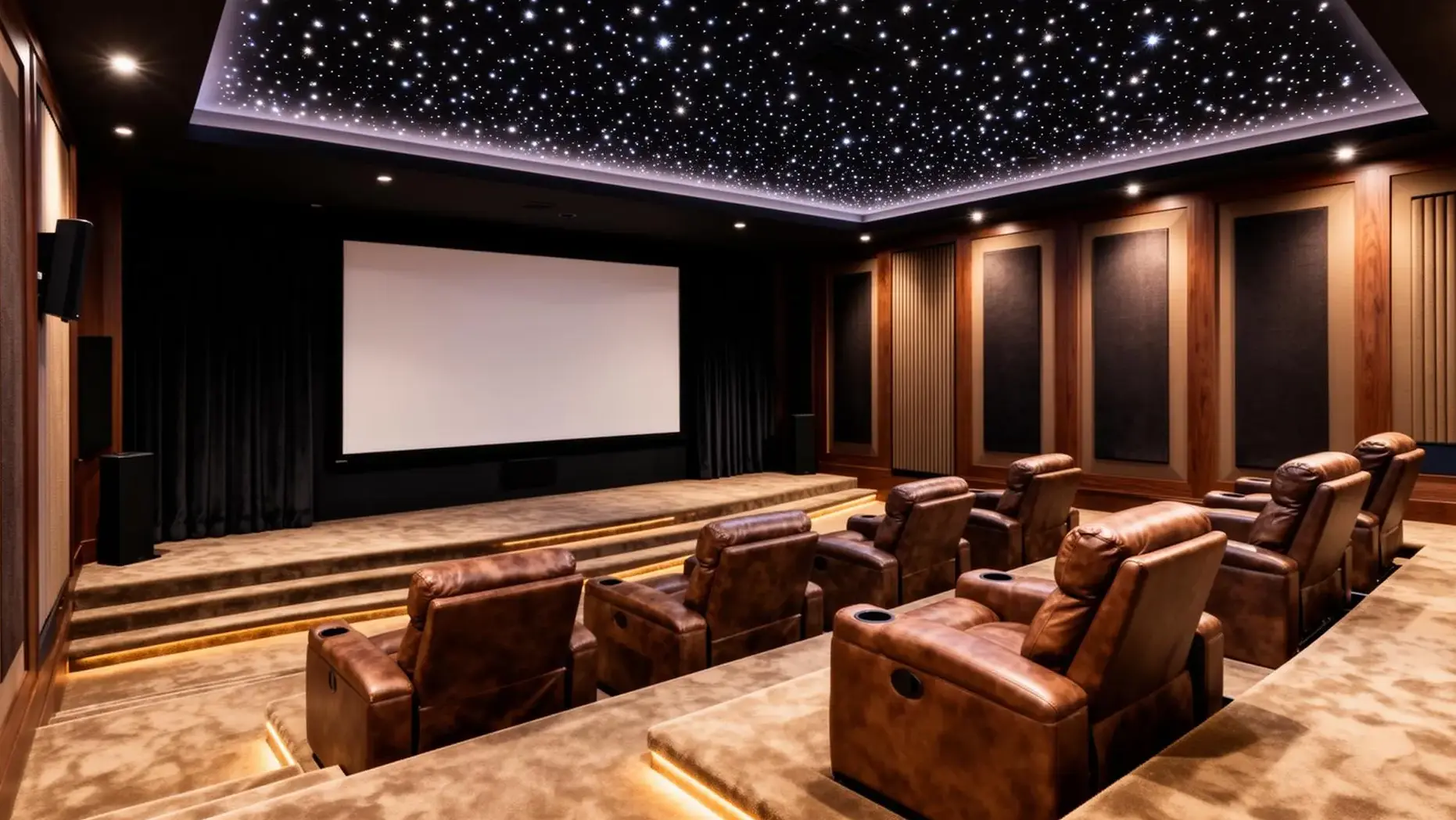 Private home theater with starlight ceiling