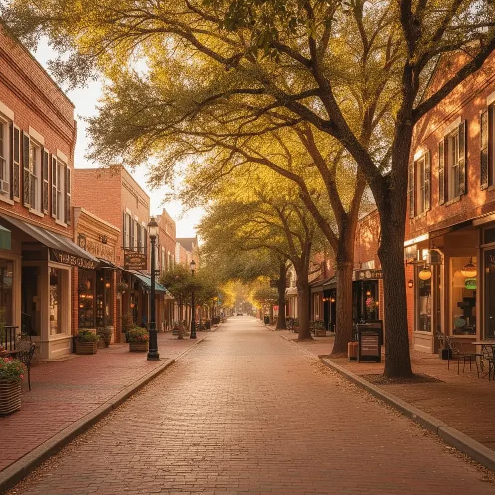 Downtown Roswell street scene with historic character