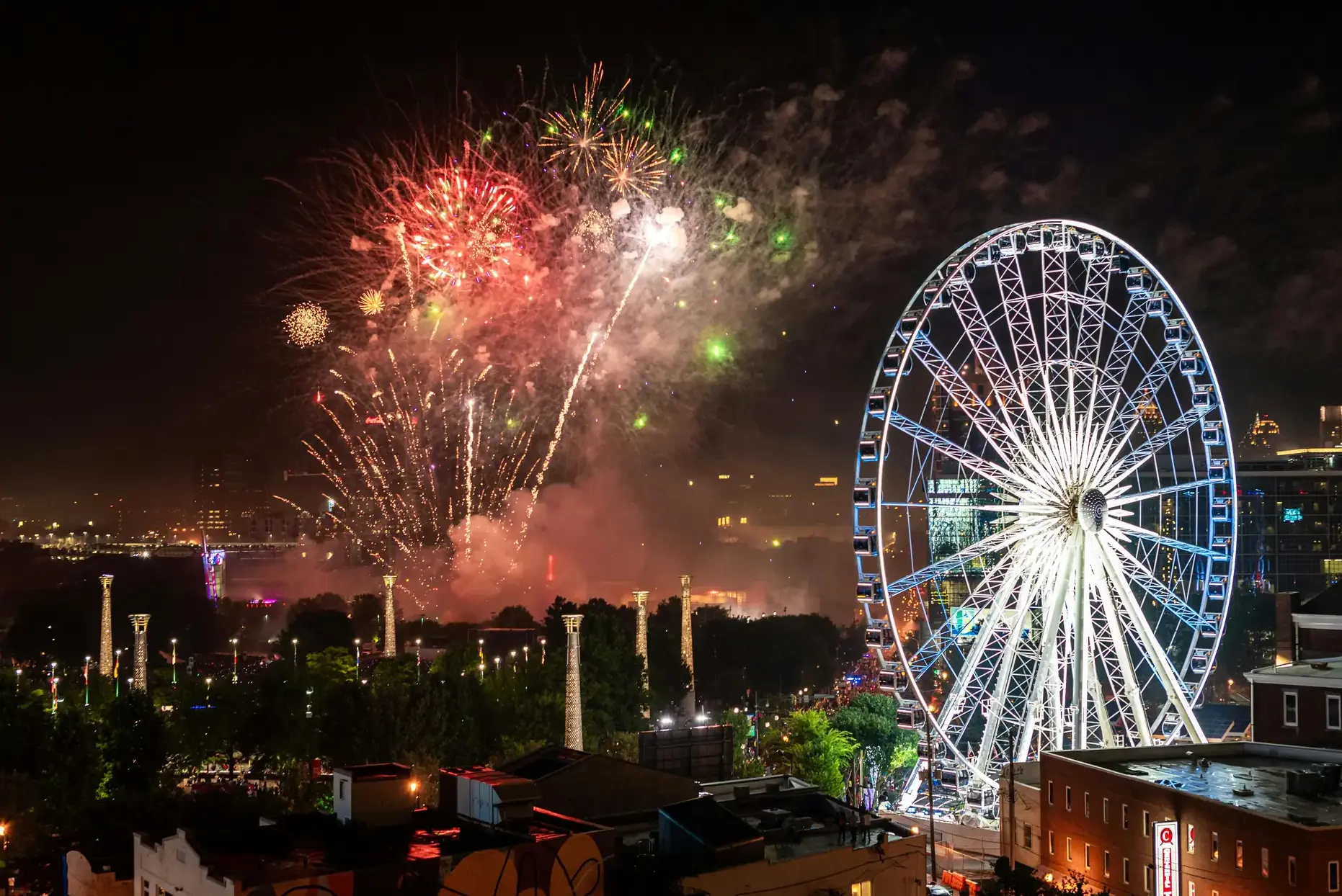 Atlanta FIFA World Cup celebration with fireworks