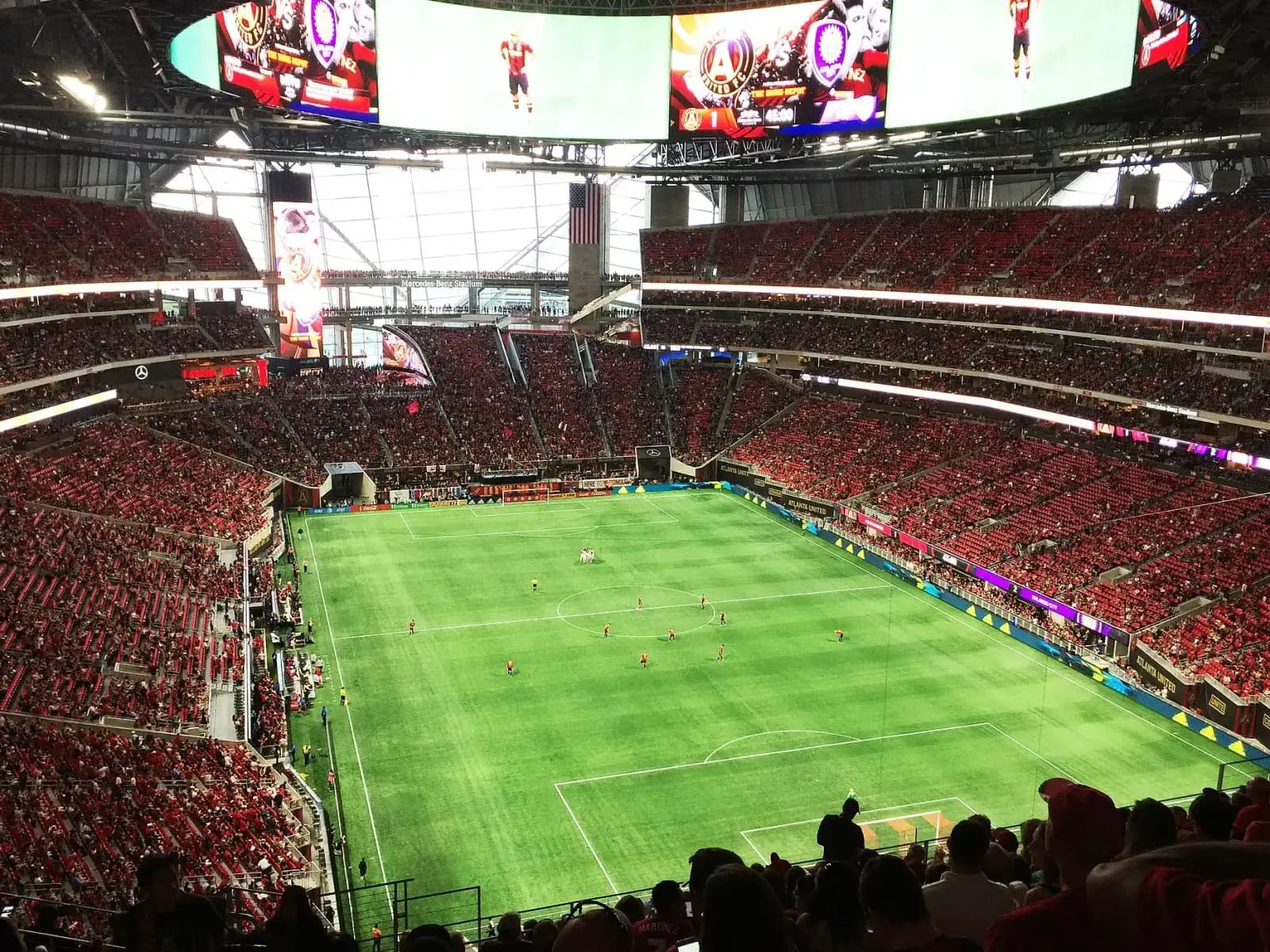 Mercedes-Benz Stadium interior during soccer match